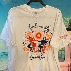 Beaches White T-Shirt with Colorful Design